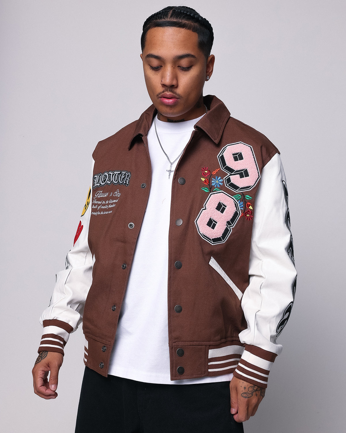 Loiter Flaws Varsity Jacket Brown/Off White